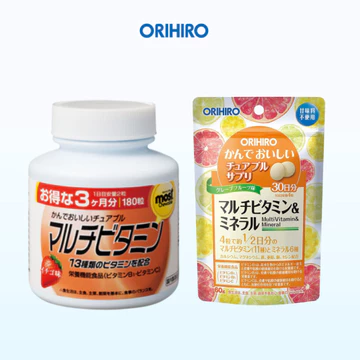 Combo vitamin tổng hợp vị dâu & vitamin tổng hợp túi chính hãng Orihiro