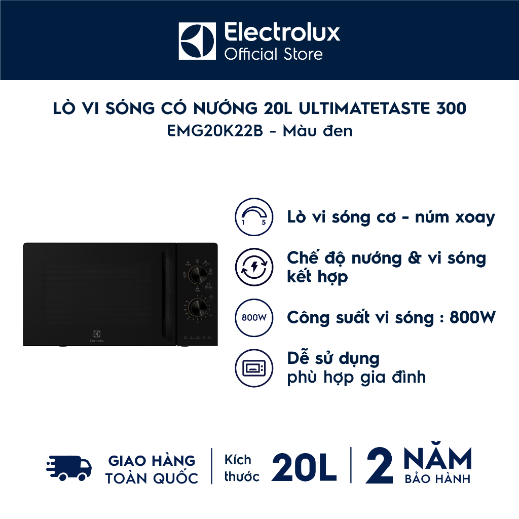 Lò vi sóng để bàn tích hợp nướng Electrolux UltimateTaste 300 20L - EMG20K22B