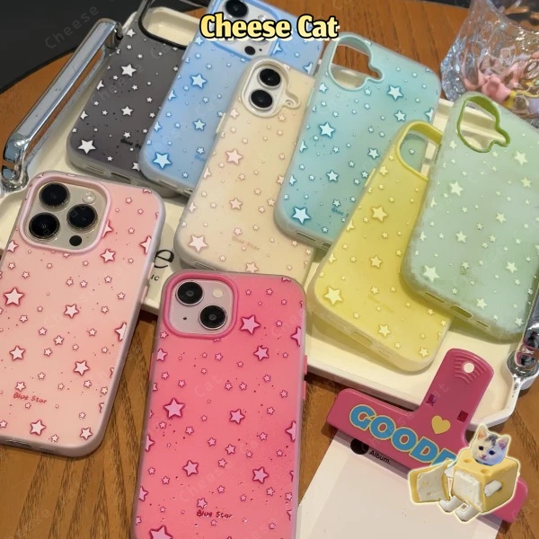 ins đầy sao Ốp lưng cho iPhone 14 13 12 11 15 Plus 16 17 Pro Max Xs XR Vỏ bảo vệ điện thoại di động màu mờ