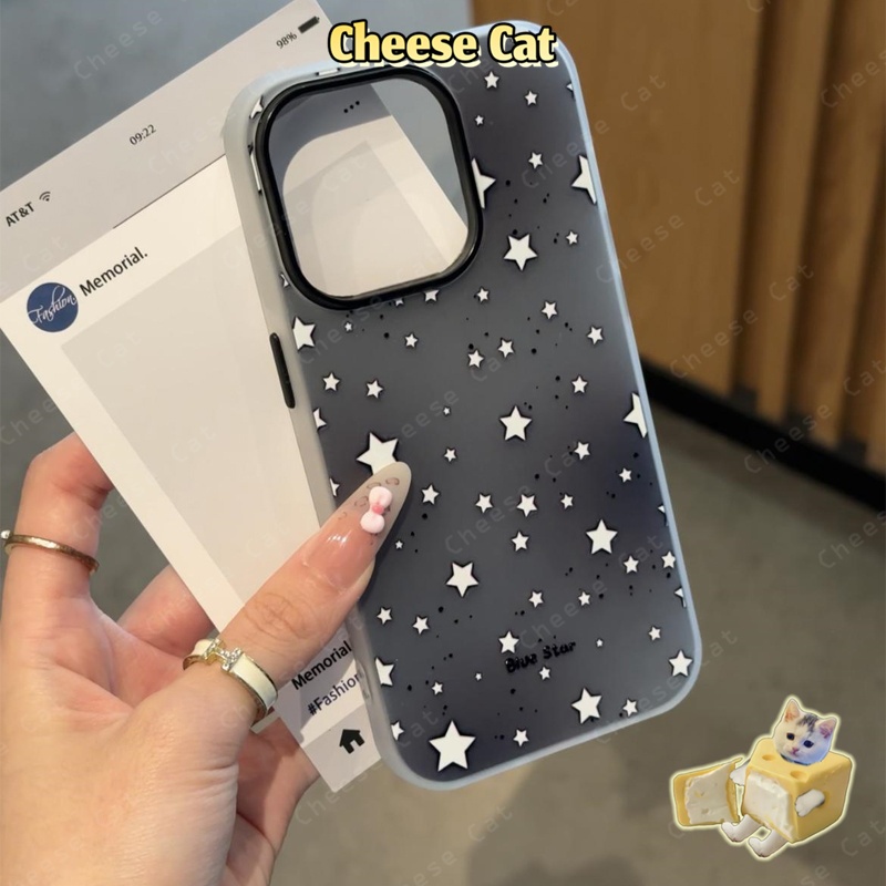 ins đầy sao Ốp lưng cho iPhone 14 13 12 11 15 Plus 16 17 Pro Max Xs XR Vỏ bảo vệ điện thoại di động màu mờ
