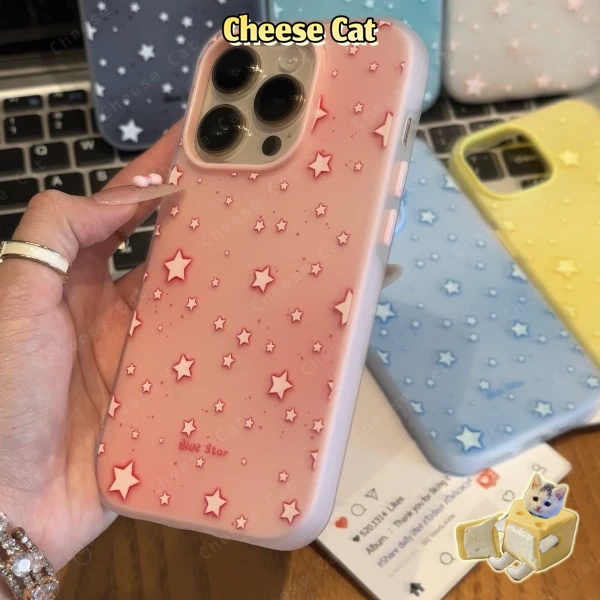 ins đầy sao Ốp lưng cho iPhone 14 13 12 11 15 Plus 16 17 Pro Max Xs XR Vỏ bảo vệ điện thoại di động màu mờ