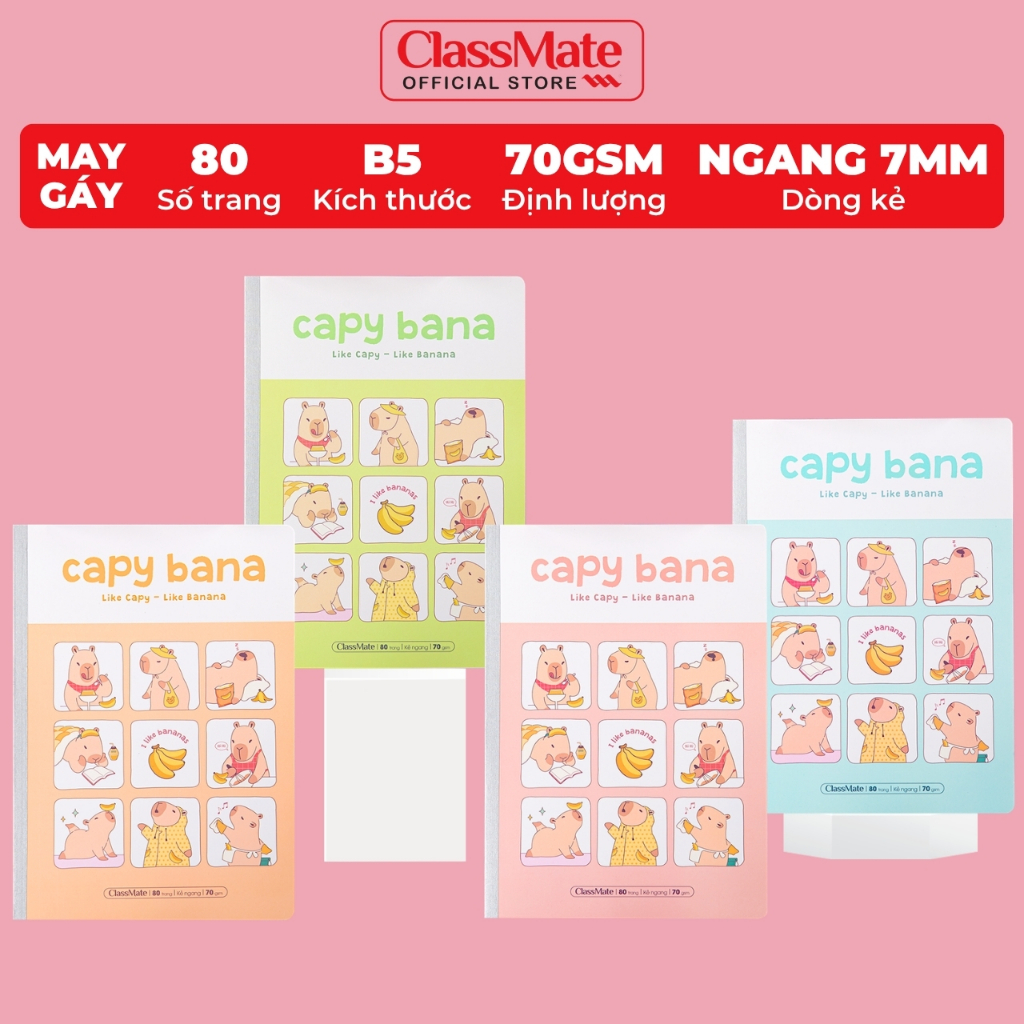 Vở Kẻ Ngang B5 Classmate Tập Sinh Viên CapyBana 80 Trang, 70gsm Vở Viết Bài, Ghi Chép Cho Học Sinh Sinh Viên NB5+08-0362
