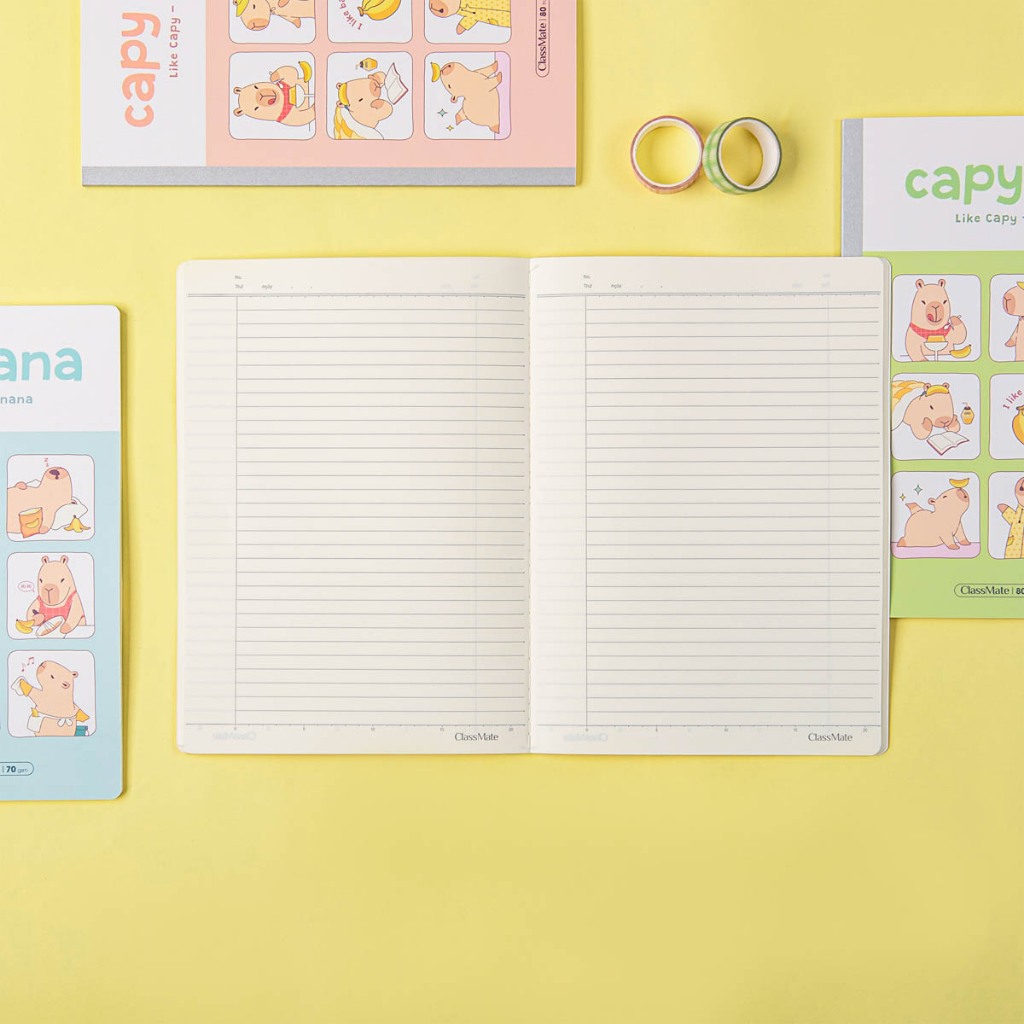 Vở Kẻ Ngang B5 Classmate Tập Sinh Viên CapyBana 80 Trang, 70gsm Vở Viết Bài, Ghi Chép Cho Học Sinh Sinh Viên NB5+08-0362