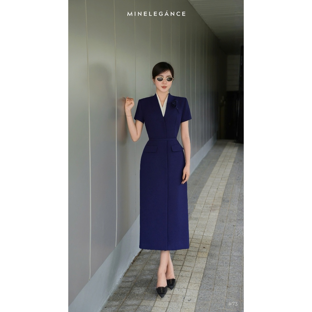 MINELEGÁNCE | ĐẦM CỔ TIM DÁNG DÀI THANH LỊCH, CÔNG SỞ - MIN73