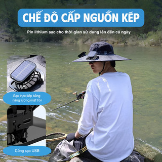Mũ Chống Nắng Cao Cấp Tích Hợp 2 Quạt Solar Làm Mát Nhanh Pin Lithium Cho Hoạt Động Ngoài Trời