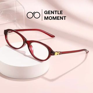 Mắt kính gọng oval GENTLE MOMENT gọng bầu dục chống ánh sáng xanh chống tia UV thời trang nam nữ GMK268