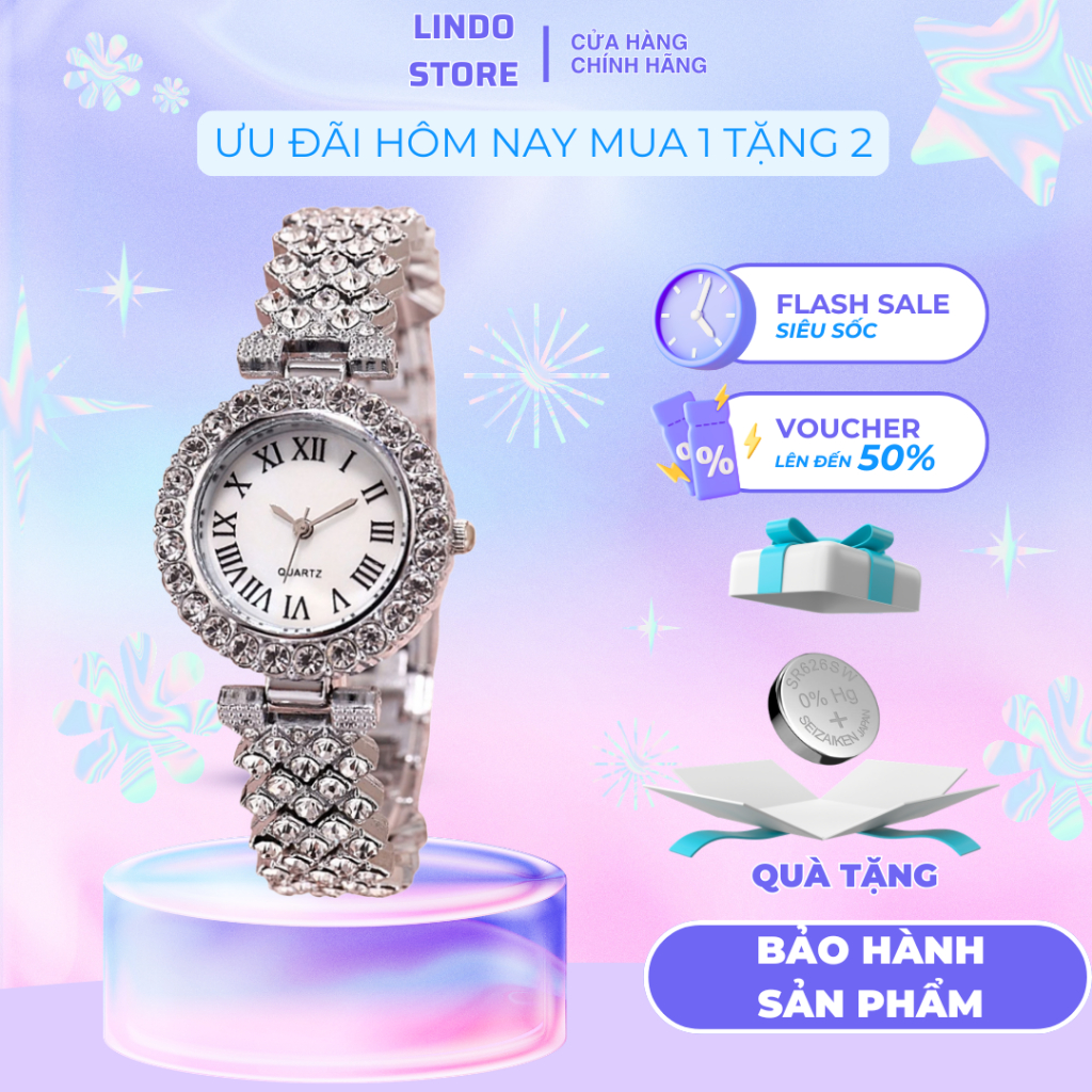 Đồng hồ nữ đính đá dây kim loại thời trang CINLA CL8825 mặt tròn cao cấp chính hãng, chống nước 3ATM