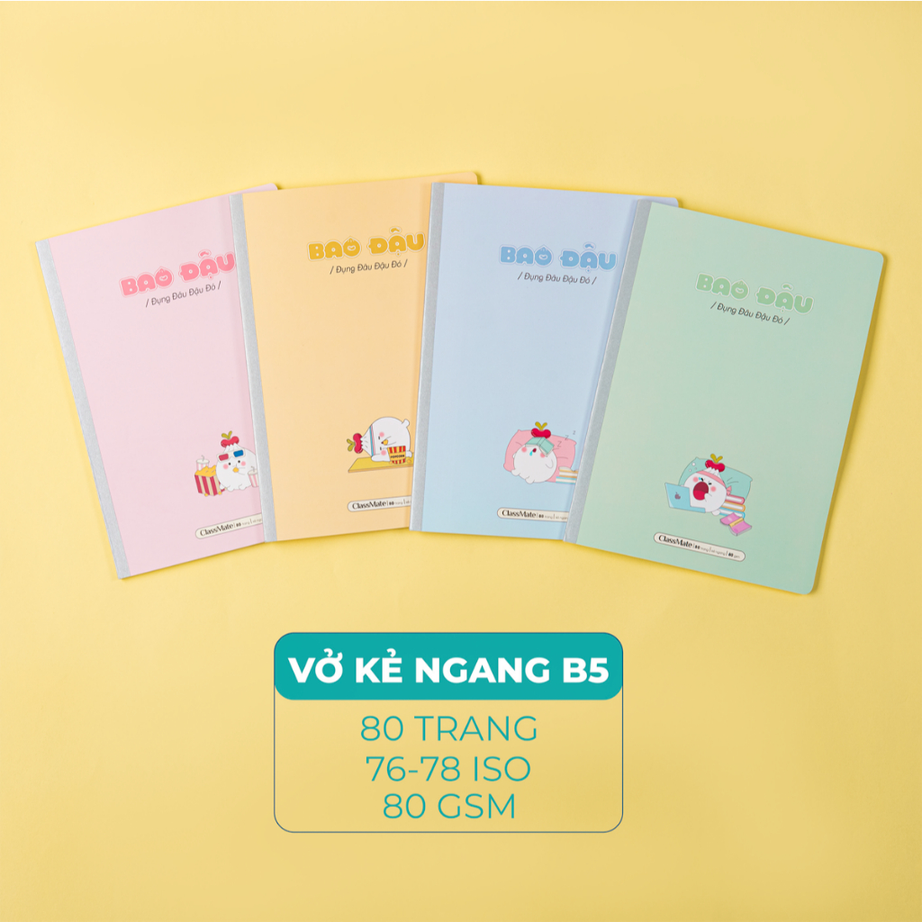 [Tặng Bút] Combo 5/10 Vở Kẻ Ngang Bao Đậu ClassMate 80GSM Giấy Vàng Chống Loá, Vở B5, Bìa Chống Nước, Học Sinh Ghi Chép