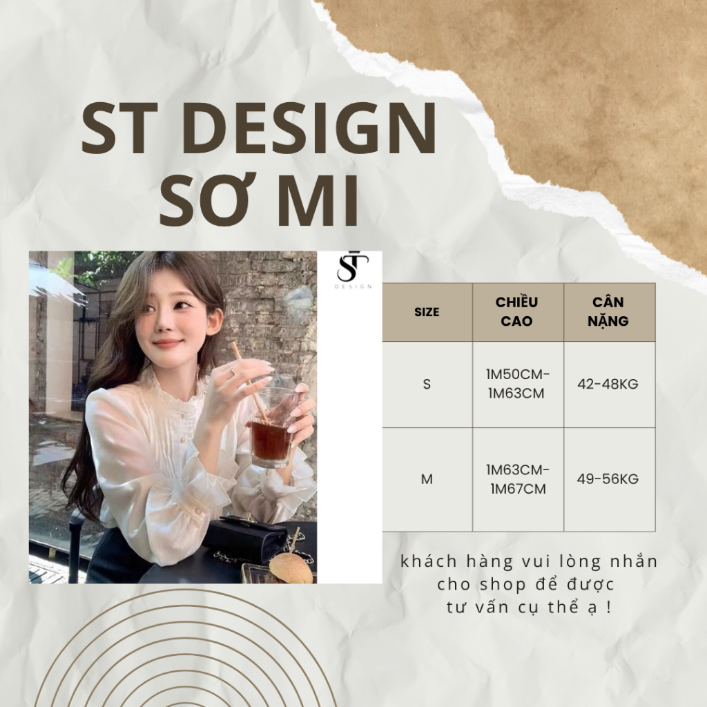 Áo sơ mi tay bồng viền bèo tiểu thư phong cách cổ điển , thanh lịch , sang chảnh  - ST Design - 30