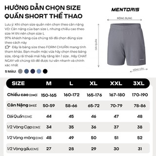 COMBO 2 Quần Short Thể Thao Nam MENTORIS, Vải Thun Lạnh Thông Hơi, Thoáng Mát, Siêu Co Giãn CB2MSR02