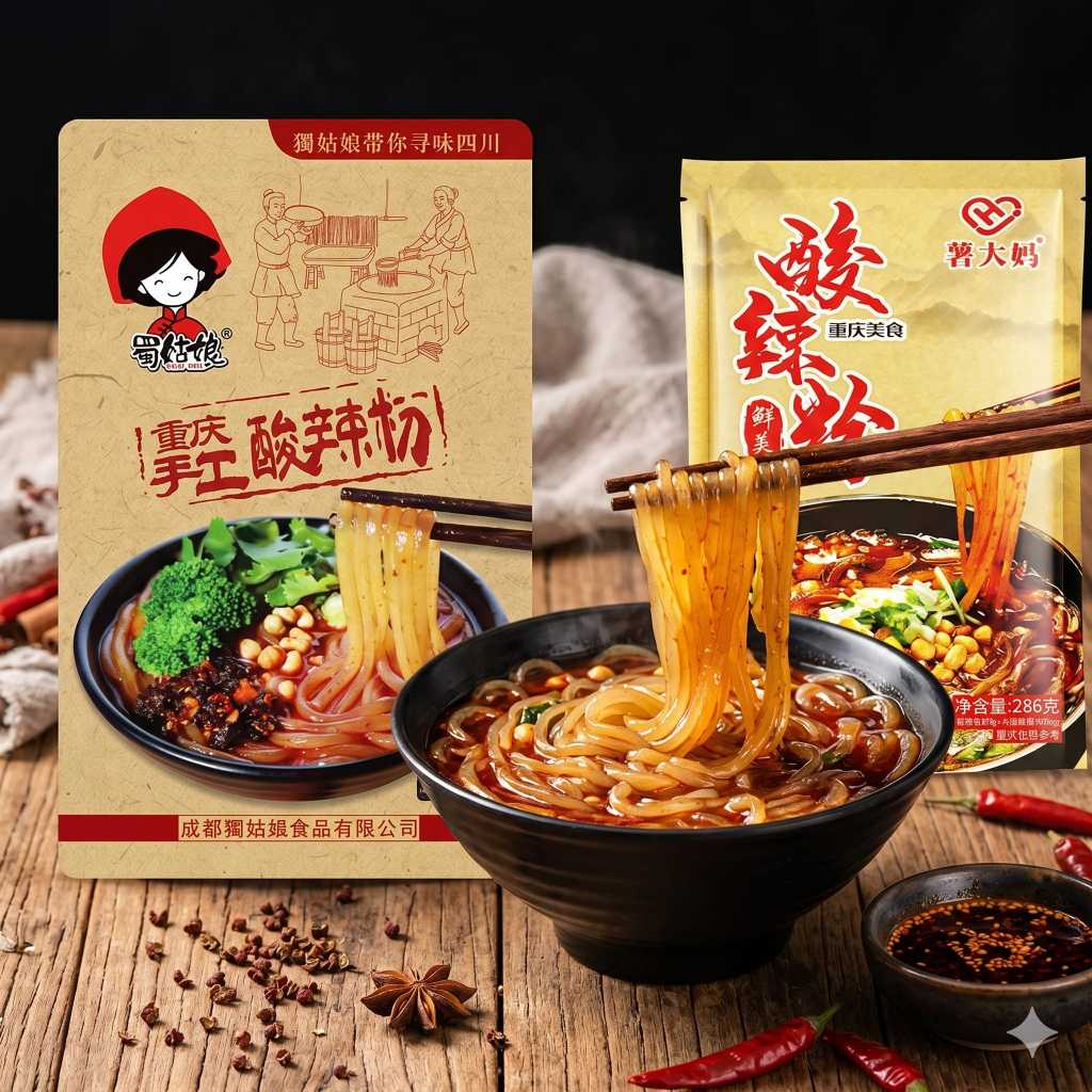 [ 3 Gói ] Miến Chua Cay Trùng Khánh Thục Cô Nương - Miến Gói Ăn Liền Nội Địa Trung Quốc Sợi Dai.s7
