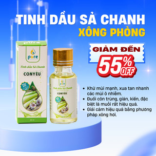 Tinh dầu sả chanh Pure 20ml,Lemongrass Essential Oil, đuổi côn trùng, tạo mùi thơm dễ chịu