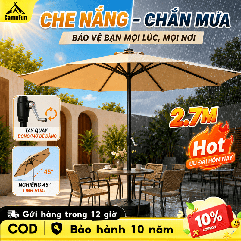 Ô dù sân vườn 3M ô dù che nắng lớn cho sân vườn Ô dù cho nhà cung cấp/sân rộng/quán cà phê có thể nghiêng