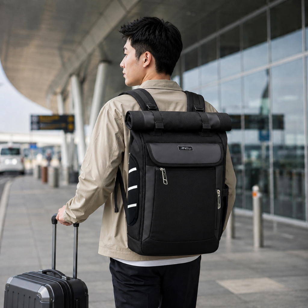 Balo Du Lịch Phượt Miệng Cuộn Cao Cấp Xbags DarkBear Đựng Laptop 17 Inch Mở Rộng Tiện Dụng Nam Cá Tính – XB1202!