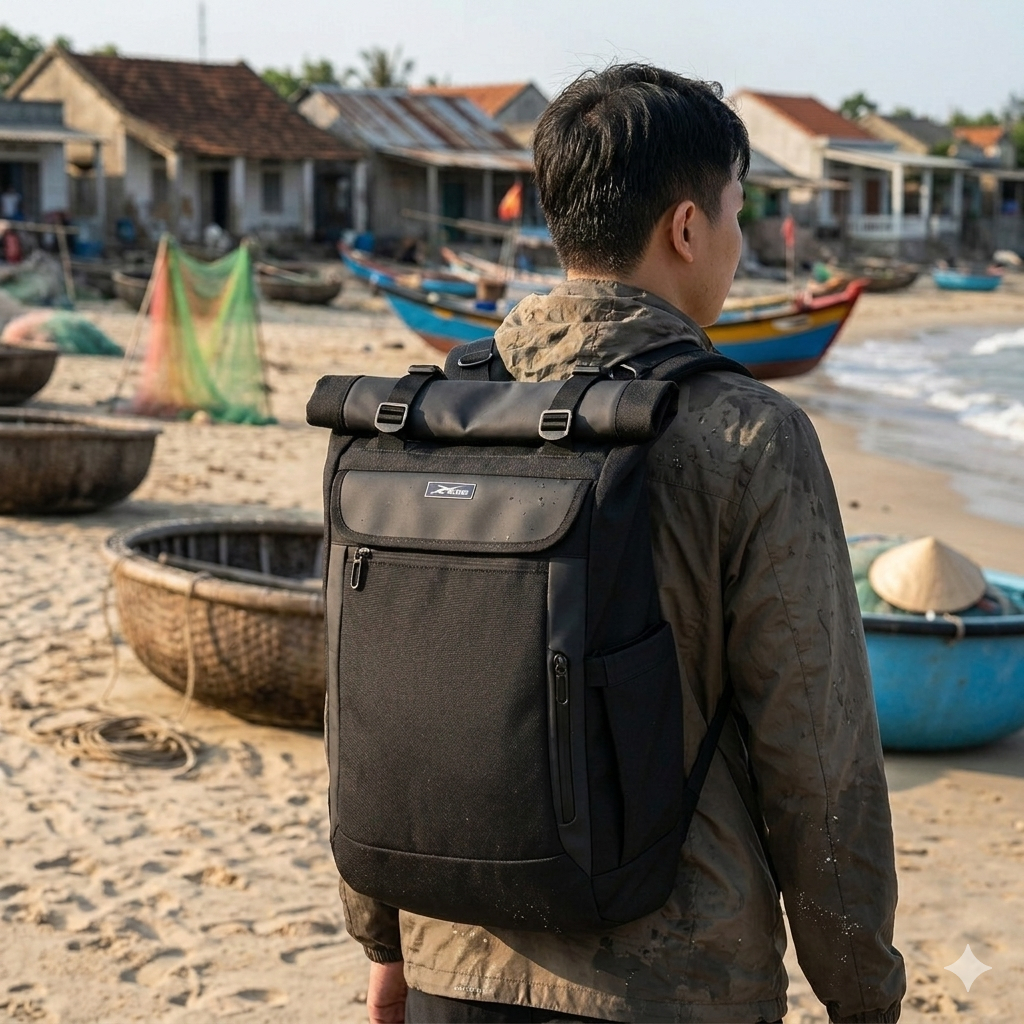 Balo Du Lịch Phượt Miệng Cuộn Cao Cấp Xbags DarkBear Đựng Laptop 17 Inch Mở Rộng Tiện Dụng Nam Cá Tính – XB1202!