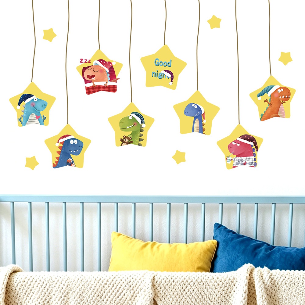 Decal Dán Tường Ngôi Sao Khủng Long Có Keo Sẵn 133x79cm - Trang Trí Phòng Ngủ Cho Bé