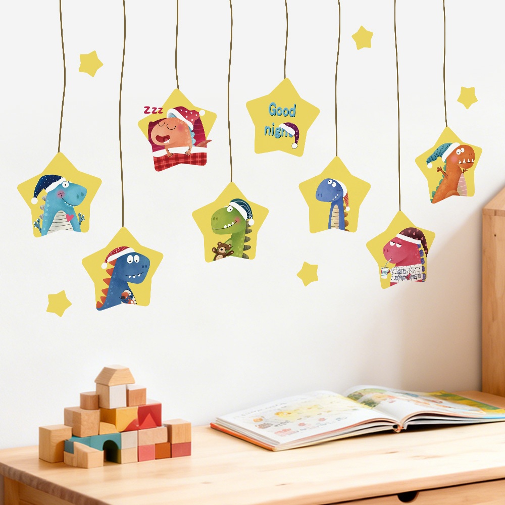 Decal Dán Tường Ngôi Sao Khủng Long Có Keo Sẵn 133x79cm - Trang Trí Phòng Ngủ Cho Bé