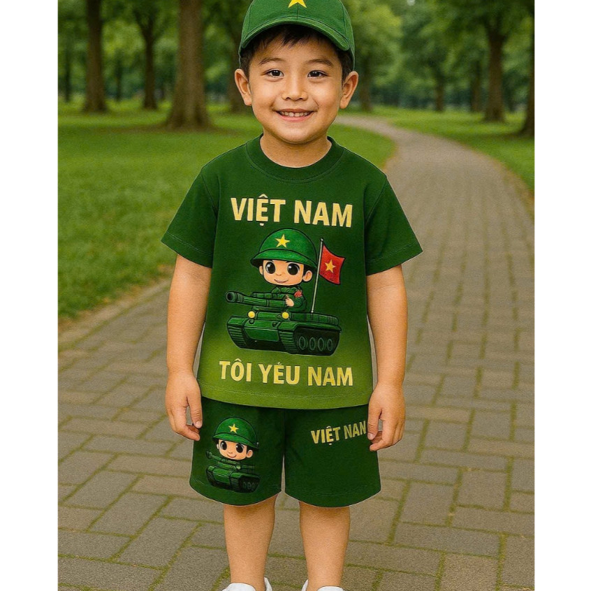 Set Bộ Cờ Đỏ Sao Vàng Tôi Yêu Việt Nam Cho Bé Chất Cotton Mát Dễ Thương H09