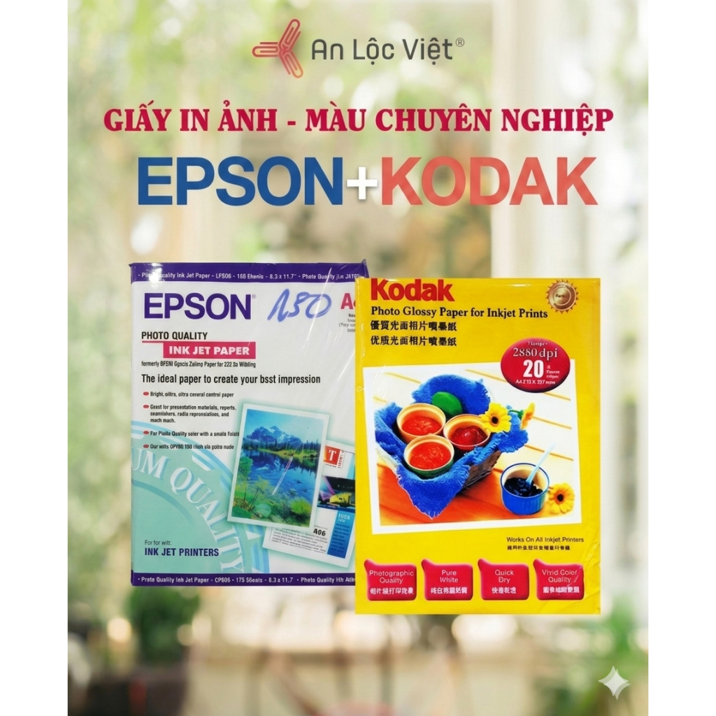 [GIÁ CỰC SỐC] 20 tờ Giấy in ảnh Kodak A4 một và hai mặt định lượng 230gsm – 100 tờ Giấy thuốc Epson A4 130gsm