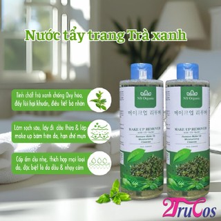 Nước tẩy trang NS Organic Make Up Remover 500ml sạch sâu trà xanh da dầu rau má da nhạy cảm| 2Trucos