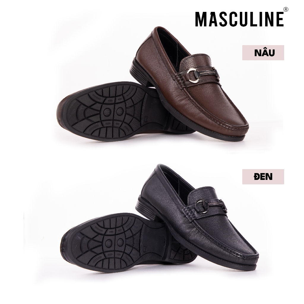Giày lười nam da bò mềm MASCULINE GSP601 Kiểu Penny Loafer bề mặt trơn sang trọng đế chống trượt