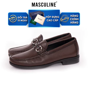 Giày lười nam da bò mềm MASCULINE GSP601 Kiểu Penny Loafer bề mặt trơn sang trọng đế chống trượt
