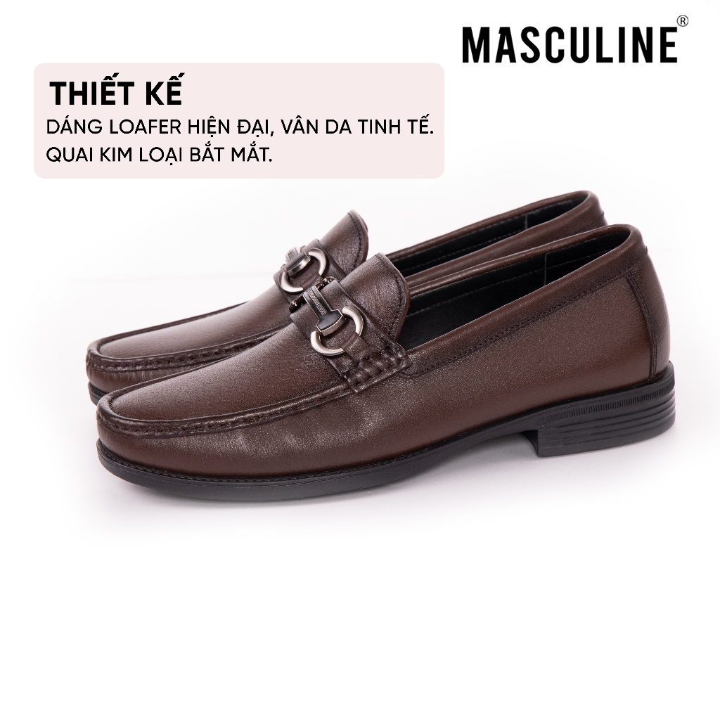 Giày lười nam da bò mềm MASCULINE GSP601 Kiểu Penny Loafer bề mặt trơn sang trọng đế chống trượt