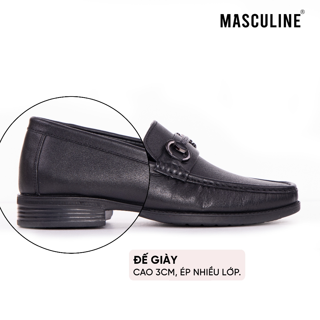 Giày lười nam da bò mềm MASCULINE GSP601 Kiểu Penny Loafer bề mặt trơn sang trọng đế chống trượt