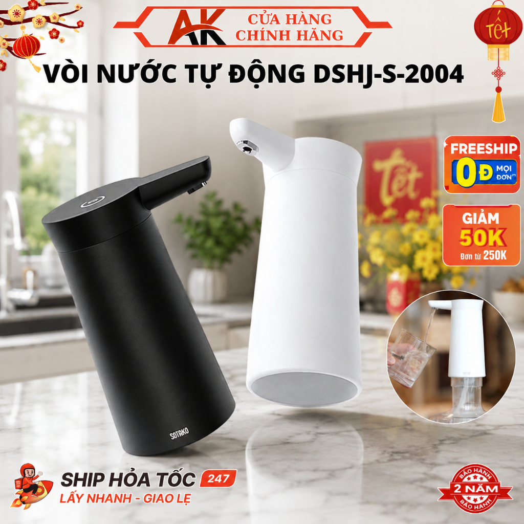 Vòi Nước Tự Động XM DSHJ-S-2004 Thông Minh, Tiện Lợi, Tốc Độ Bơm 1.4Lít/phút, Pin 2000mAh