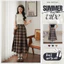 Chân váy xoè caro dáng dài xếp ly eo chun khóa thanh lịch vintage cá tính | Khao Boutique