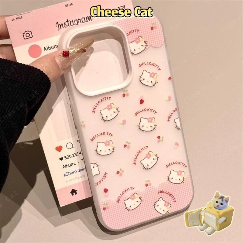 Kitty màu vàng hồng dễ thương Ốp lưng cho iPhone 15 13 12 11 14 Plus 16 17 Pro Max Xs XR Vỏ bảo vệ điện thoại
