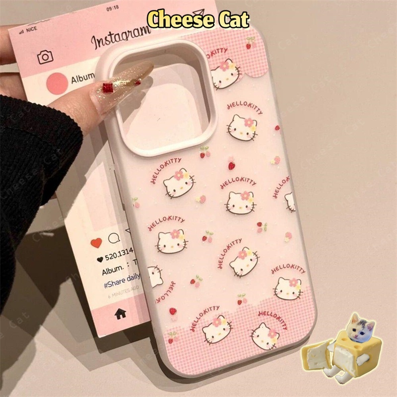 Kitty màu vàng hồng dễ thương Ốp lưng cho iPhone 15 13 12 11 14 Plus 16 17 Pro Max Xs XR Vỏ bảo vệ điện thoại