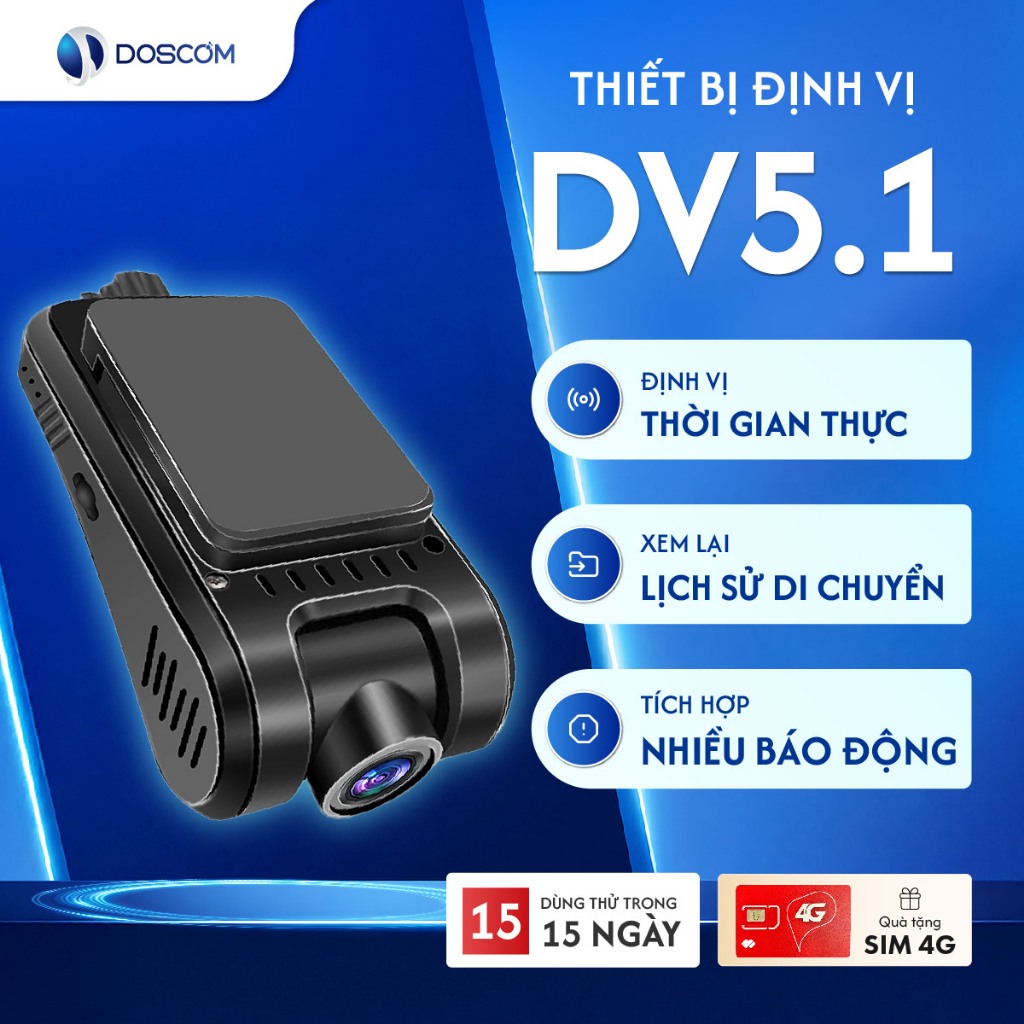 (Bảo hành 12 tháng) Camera Hành Trình 4G Tích Hợp Định Vị GPS DV5.1 Doscom - Định Vị Thời Gian Thực, nghe được âm thanh