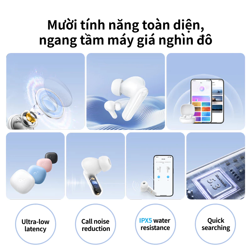 Tai nghe Bluetooth Soundcore R50i - Driver 10mm | Bluetooth 5.3-IPX5 | Pin đến 30h | Hỗ trợ App Soundcore- A3949 | BigBuy360 - bigbuy360.vn
