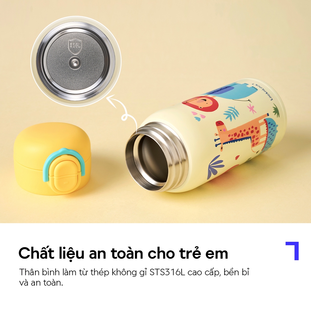 Bình Giữ Nhiệt Cho Bé LocknLock School Fit Pick Dual Cap Tumbler LHC3400 Dung Tích 350ml, Nắp Uống Kép, 2 Màu - K-MALL