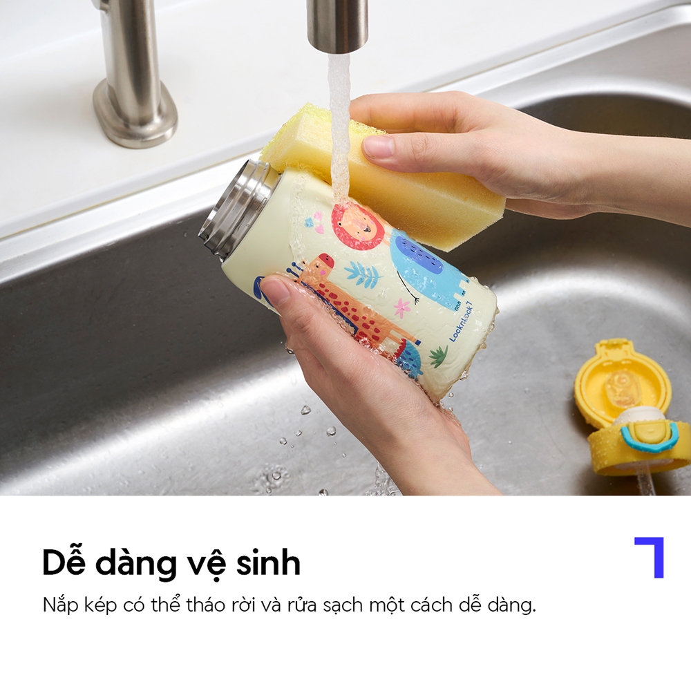 Bình Giữ Nhiệt Cho Bé LocknLock School Fit Pick Dual Cap Tumbler LHC3400 Dung Tích 350ml, Nắp Uống Kép, 2 Màu - K-MALL