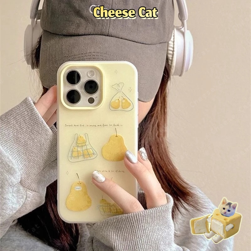 Vỏ điện thoại di động hình quả lê màu vàng kem Ốp lưng cho iPhone 15 13 12 11 14 Plus 16 17 Pro Max Xs XR Vỏ bảo