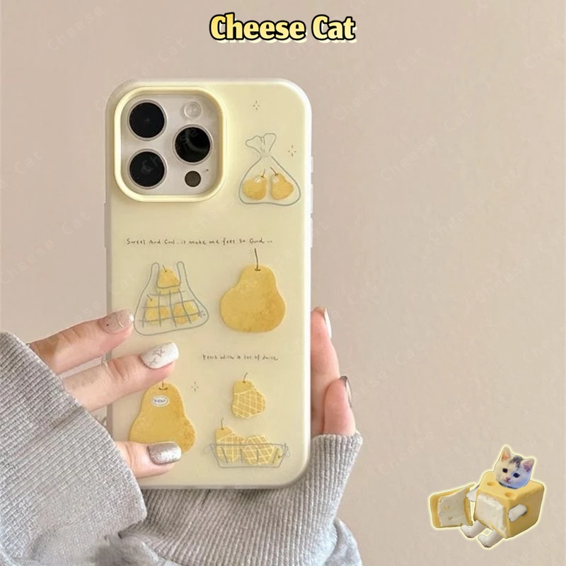 Vỏ điện thoại di động hình quả lê màu vàng kem Ốp lưng cho iPhone 15 13 12 11 14 Plus 16 17 Pro Max Xs XR Vỏ bảo