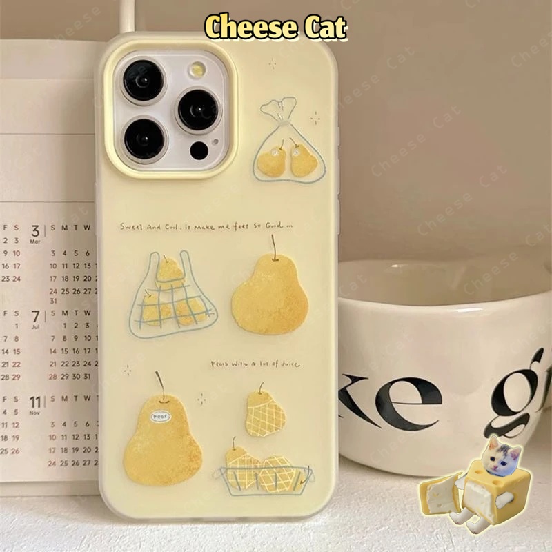 Vỏ điện thoại di động hình quả lê màu vàng kem Ốp lưng cho iPhone 15 13 12 11 14 Plus 16 17 Pro Max Xs XR Vỏ bảo