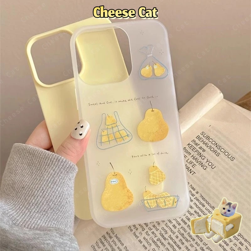 Vỏ điện thoại di động hình quả lê màu vàng kem Ốp lưng cho iPhone 15 13 12 11 14 Plus 16 17 Pro Max Xs XR Vỏ bảo