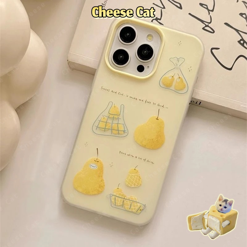 Vỏ điện thoại di động hình quả lê màu vàng kem Ốp lưng cho iPhone 15 13 12 11 14 Plus 16 17 Pro Max Xs XR Vỏ bảo