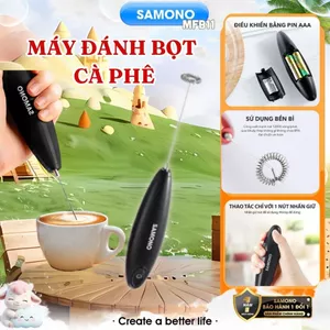 Máy tạo bọt cà phê Samono SW-MFB11 đen, cầm tay không dây, dùng pin tiện lợi sử dụng máy đánh trứng đánh bọt