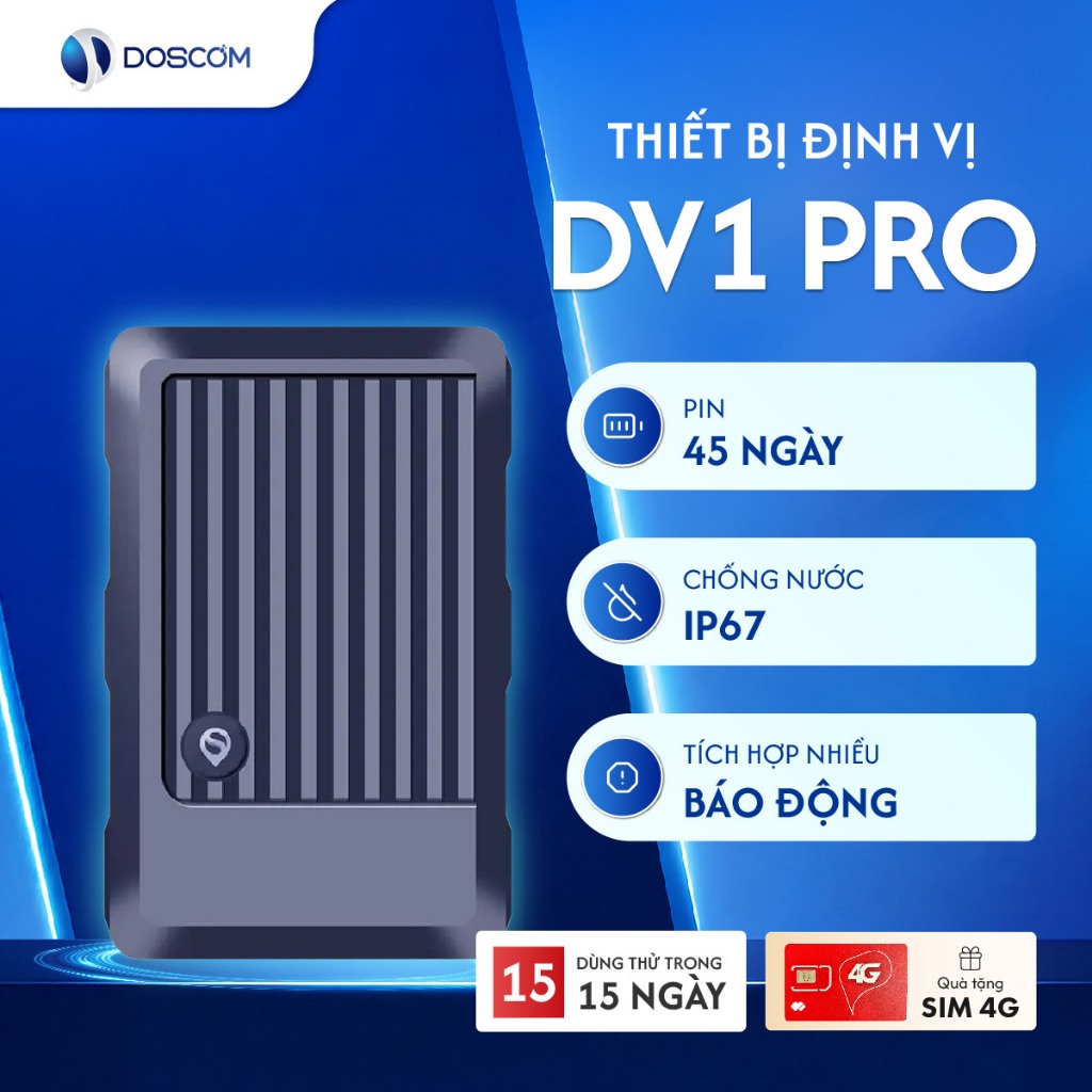 (Bảo hành 12 tháng) Thiết Bị Định Vị GPS 4G Không Dây DV1 Pro Doscom - Tích Hợp Ghi Âm, Theo Dõi Vị Trí Thời Gian Thực