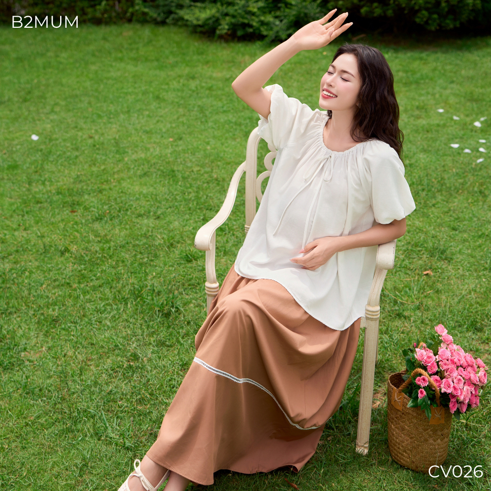 Chân Váy Bầu Maxi Chất Thô Mềm Mát, Dáng Xòe Che Bụng – Mặc Đi Làm, Đi Biển, Du Lịch, Dạo Phố Hazel Skirt CV026 By B2MUM