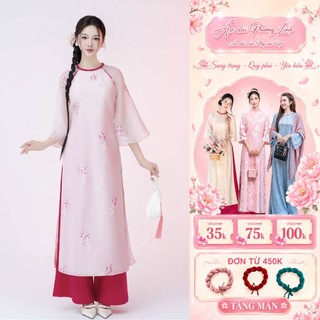 Áo Dài Cách Tân Phúc An Tơ Thêu Hoa – Áo Dài Nữ 4 Tà Cao Cấp, Mềm Mại | Áo dài Phương Linh