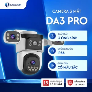 Camera Wifi Doscom DA3 Pro Tích Hợp 3 Ống Kính - Giám Sát An Ninh 360 độ, Đàm Thoại 2 Chiều