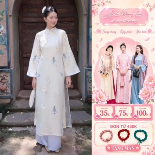 Áo Dài Cách Tân Diên Phúc Tơ Thêu Bướm – Sang Trọng, Thướt Tha, Nữ Tính | Áo dài Phương Linh