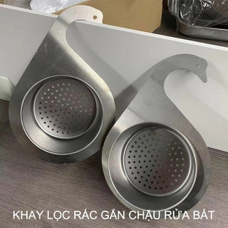 Khay inox lọc rác bồn rửa chén treo vòi hình thiên nga chống tắc nghẽn tiện lợi bền đẹp