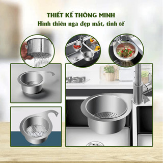 Khay inox lọc rác bồn rửa chén treo vòi hình thiên nga chống tắc nghẽn tiện lợi bền đẹp