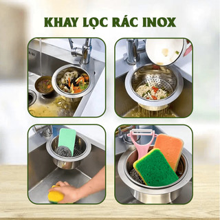 Khay inox lọc rác bồn rửa chén treo vòi hình thiên nga chống tắc nghẽn tiện lợi bền đẹp